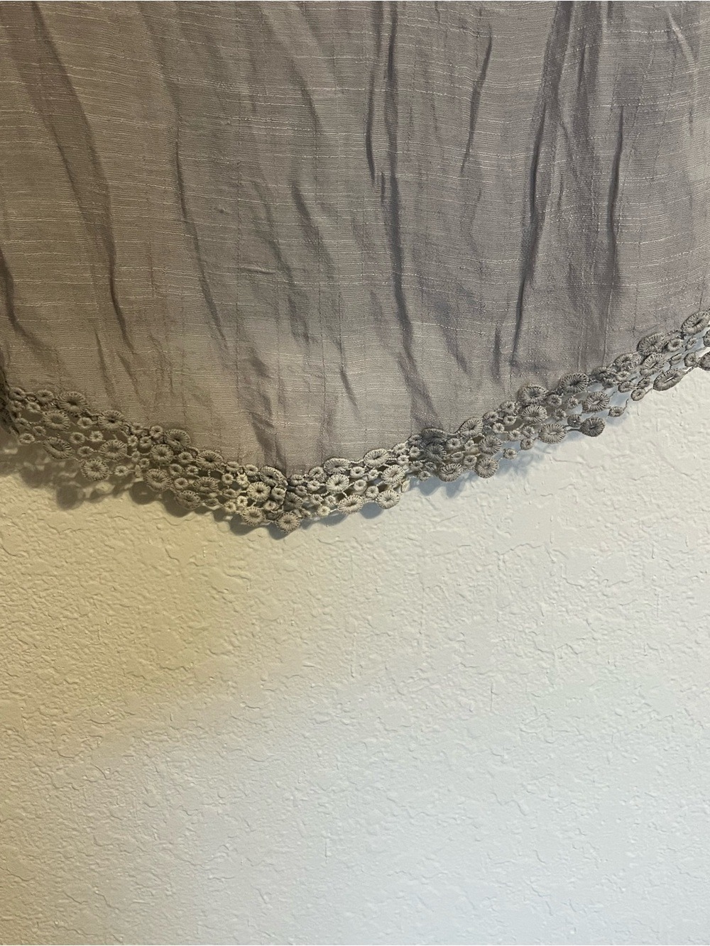 Gray Boho Lace Gauze Tunic Top Medium Fairycore Prairie Romantic Sheer Cottage - Picture 5 of 8